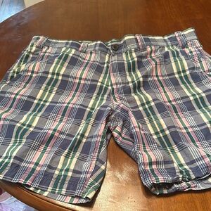 St. John's Bay Plaid Flat Front Shorts - Blue, Pink, Green